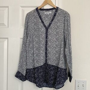 Foxcroft floral tunic button down blouse.